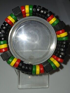 NWT Beaded Stretch Bracelet with Red, Yellow, Green & Black Accent